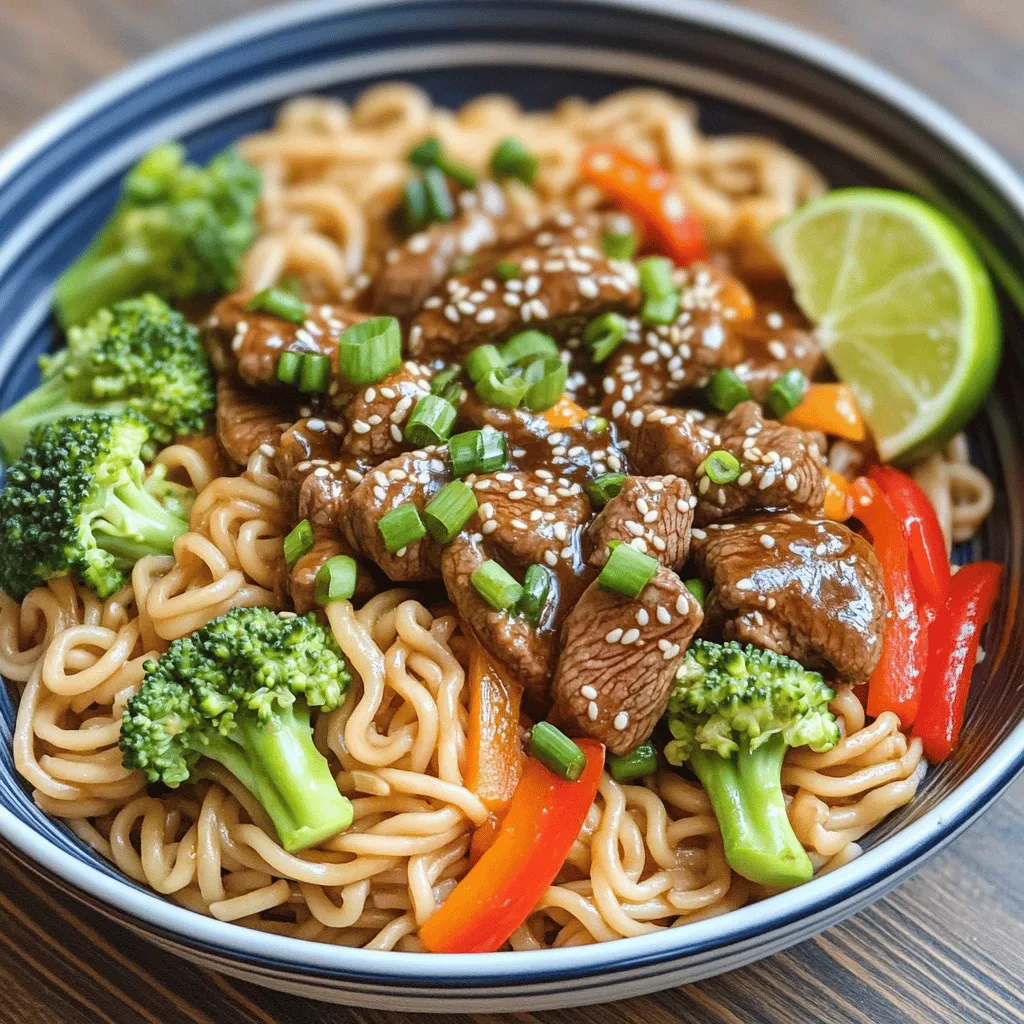 For a great hoisin beef noodles recipe, you need fresh and tasty ingredients. The main star is beef sirloin. It’s tender and cooks quickly. I like to slice it thinly. This helps it absorb flavors and cook fast.