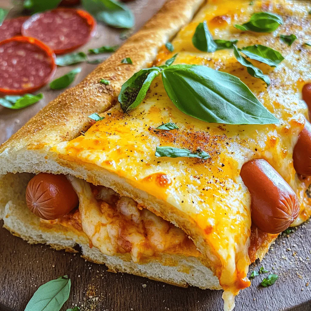 - 4 hot dogs - 1 cup shredded mozzarella cheese - 1/2 cup cheddar cheese, grated - 1/2 cup pizza sauce - 1 large tortilla or flatbread