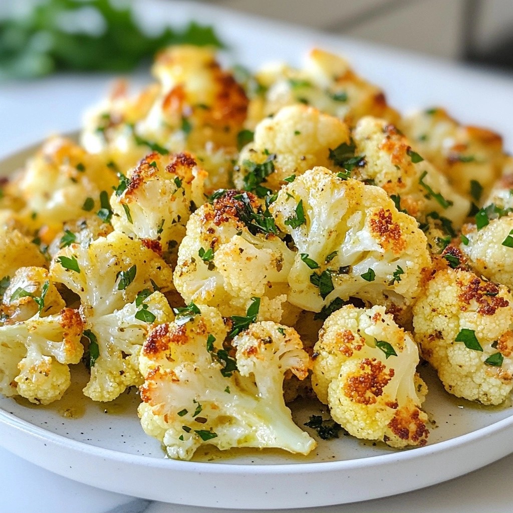 Easy side dish Garlic Herb Roasted Cauliflower Delight