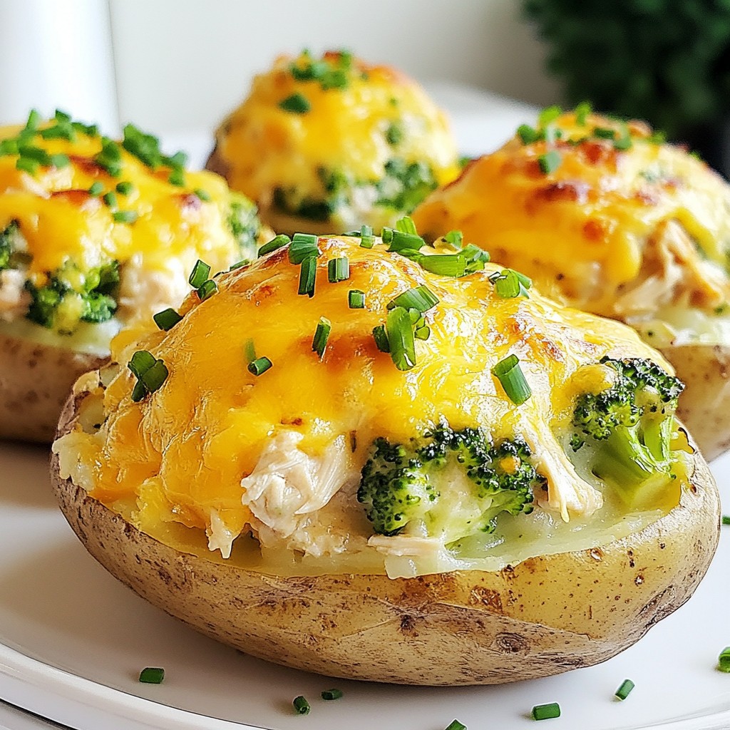 Cheesy Chicken Broccoli Stuffed Potatoes Delight