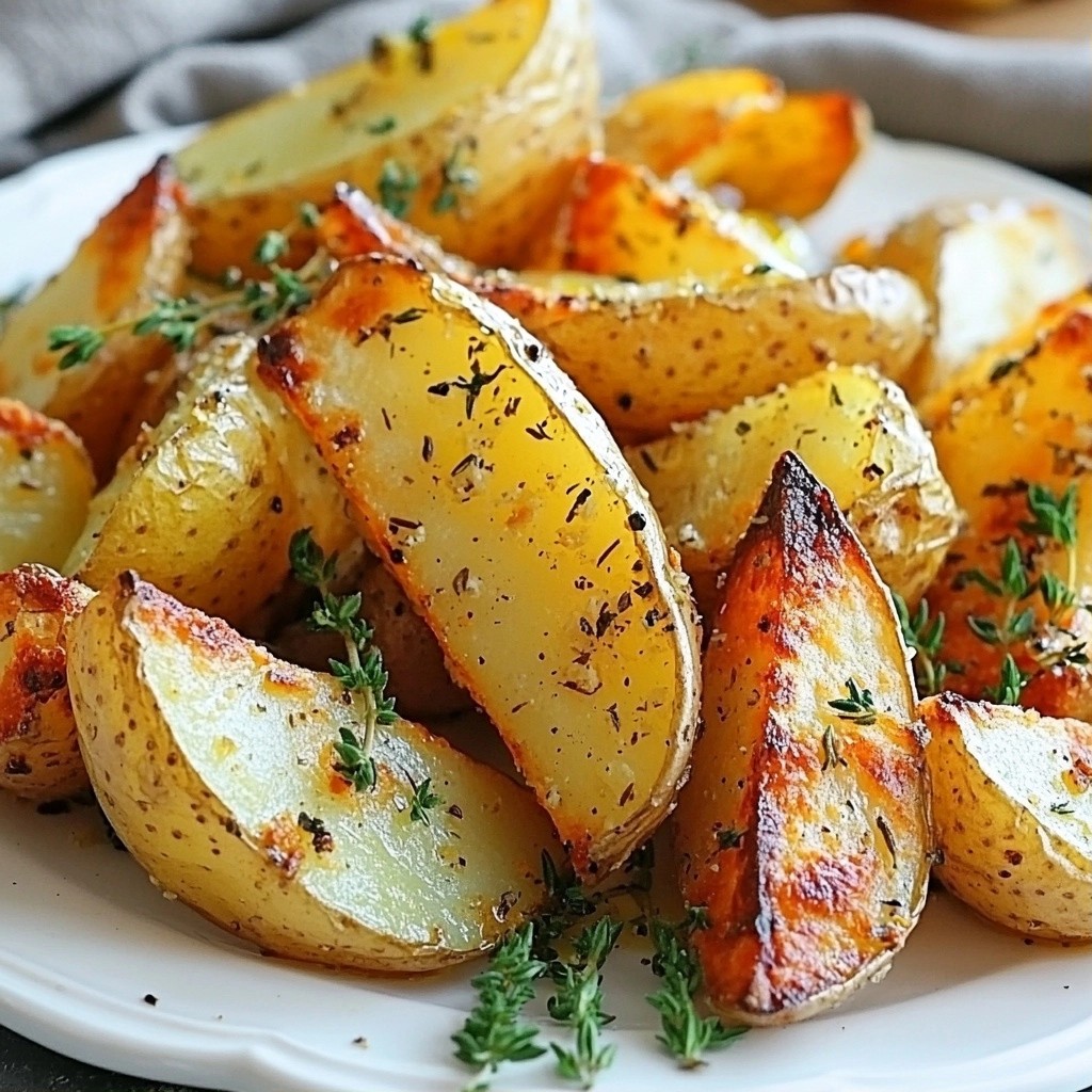 Crispy Easy Side Dish Garlic Thyme Potato Wedges