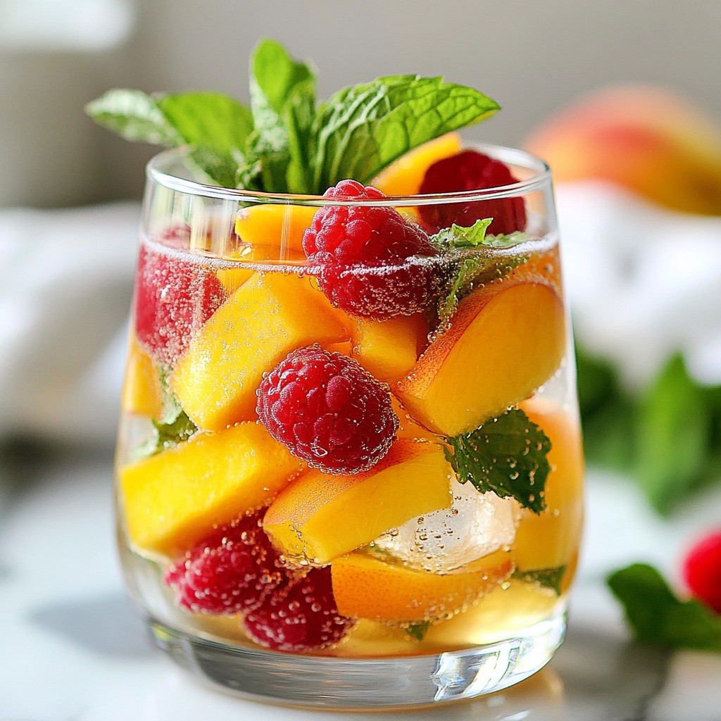 Raspberry Peach Sangria Mocktail Refreshing Delight
