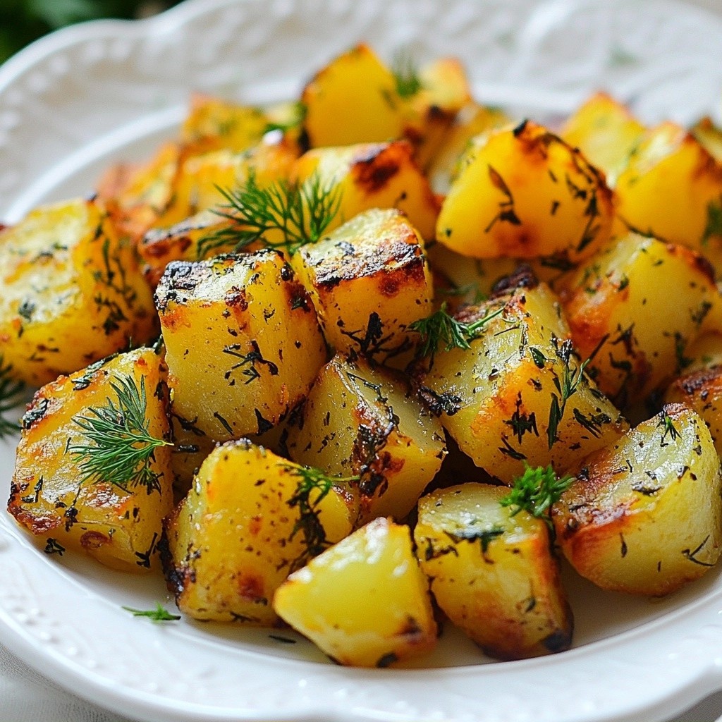 Savory Easy Side Dish Dill Roasted Potato Cubes Recipe