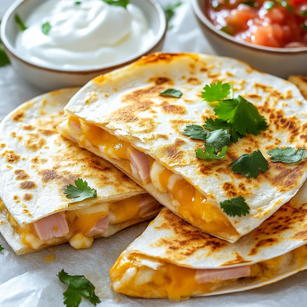 Quick Turkey Ham & Cheese Quesadillas Delight