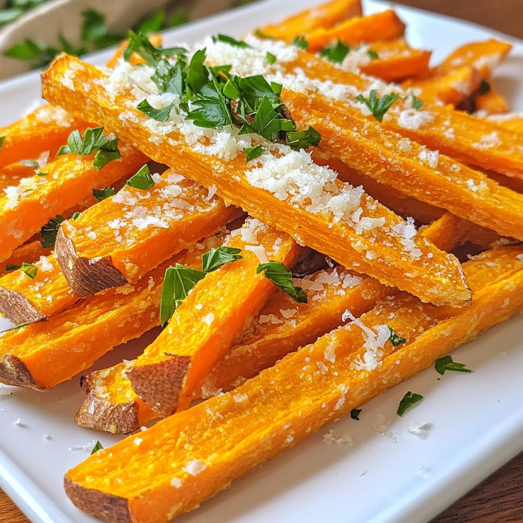 Garlic Parmesan Sweet Potato Fries Simple and Tasty