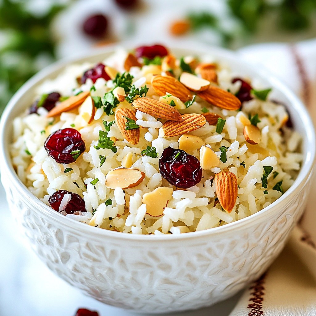 Cranberry Almond easy side dish Rice Pilaf Delight