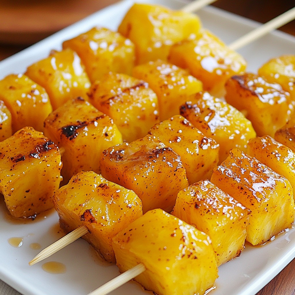 Spicy Quick Side Dish Caramelized Pineapple Skewers