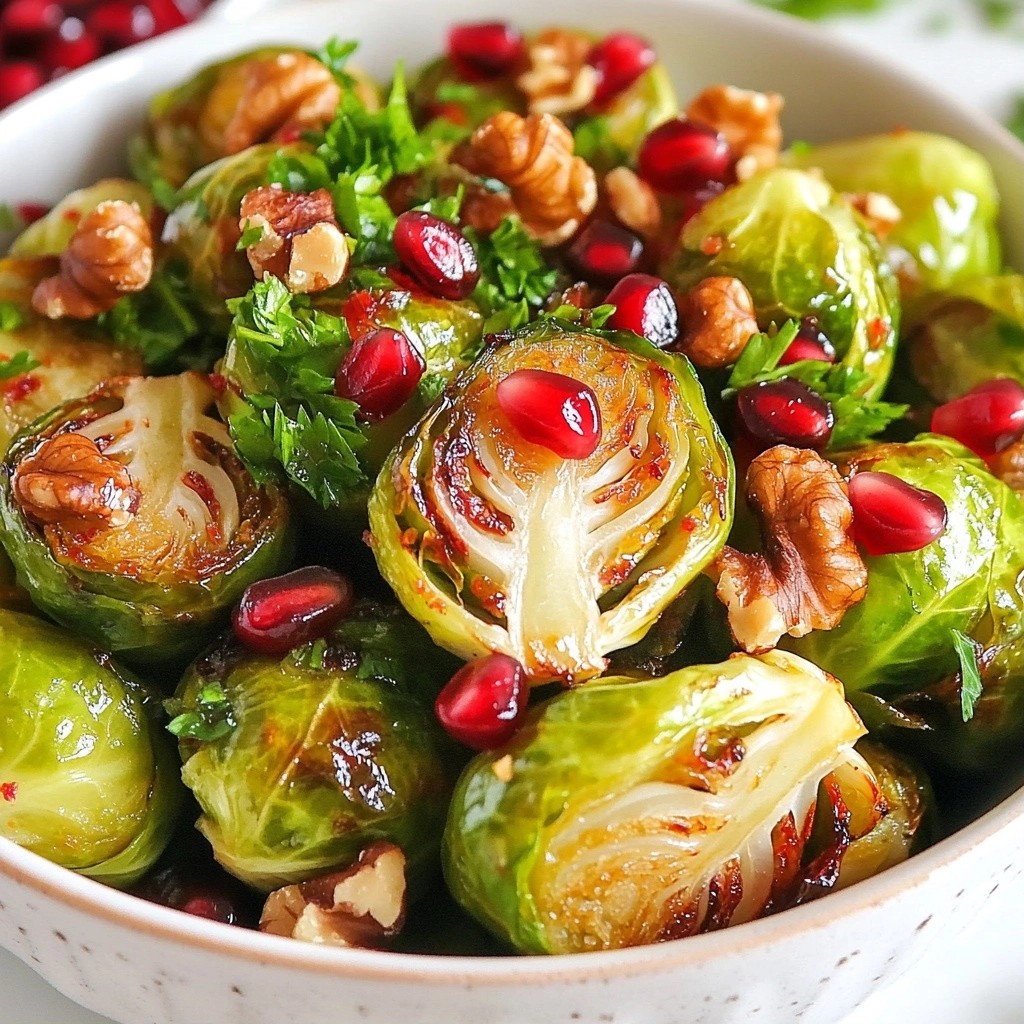 Festive Easy Side Dish Pomegranate Walnut Brussels Sprouts