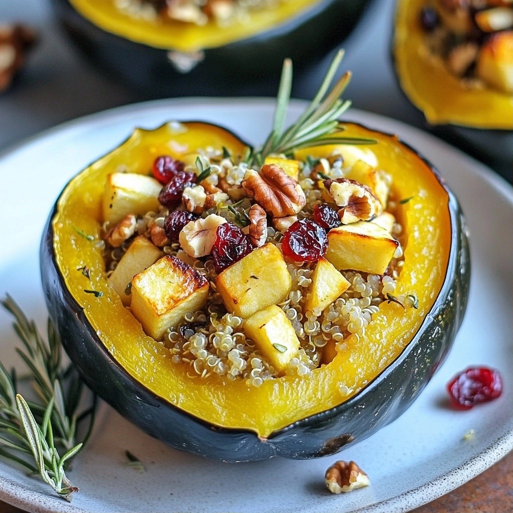 Festive Side Dish Rosemary Apple Stuffed Acorn Squash