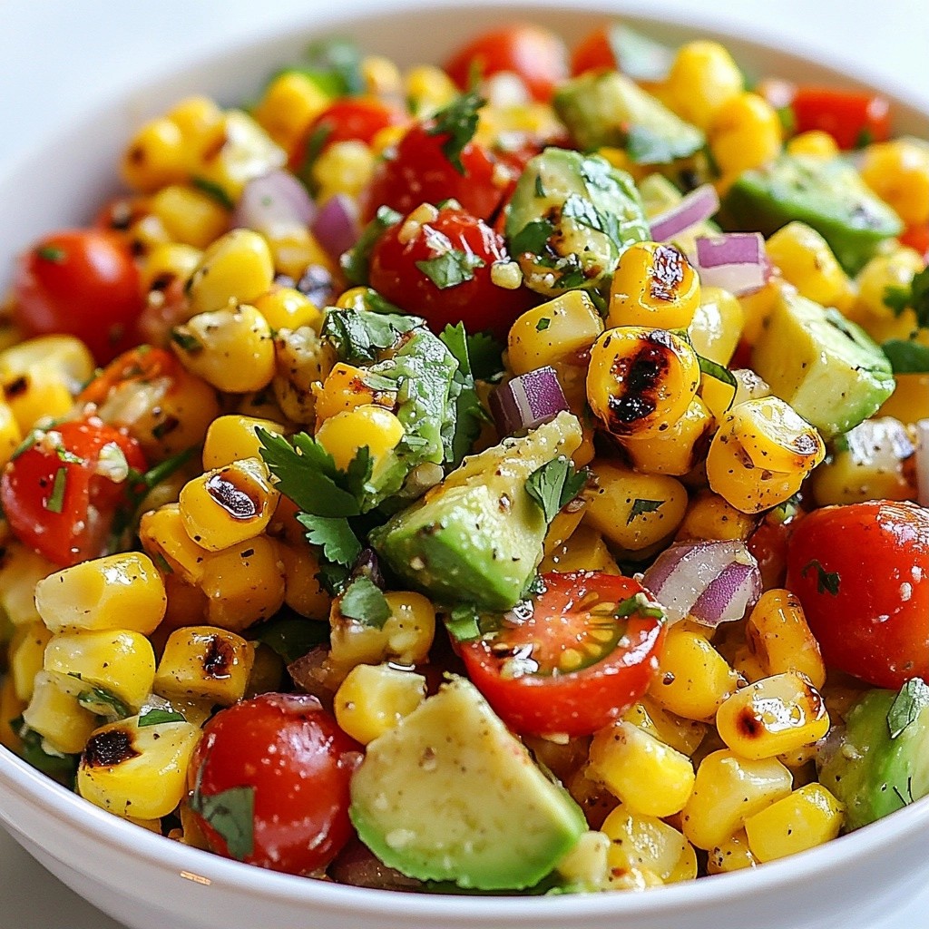 Fresh Easy Side Dish Grilled Corn and Avocado Salad