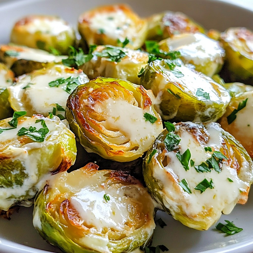 Creamy Garlic Parmesan Brussels Sprouts Delight
