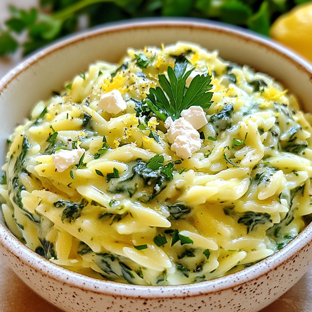 Creamy Spinach Feta Orzo Simple Quick and Tasty Dish