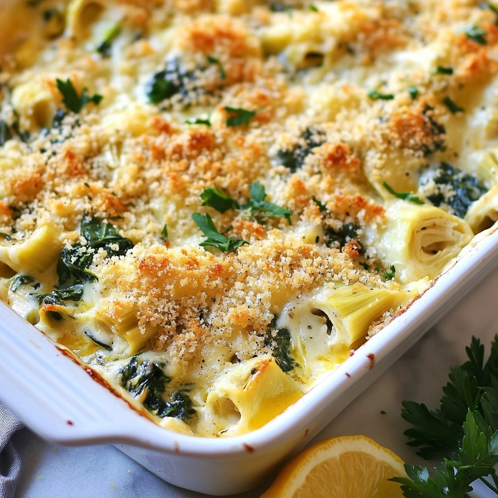 Cheesy Easy Side Dish Spinach Artichoke Casserole