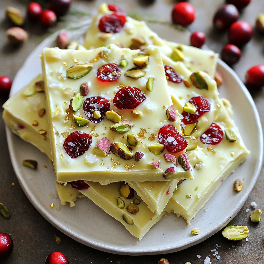 Cranberry Pistachio White Chocolate Bark Delight