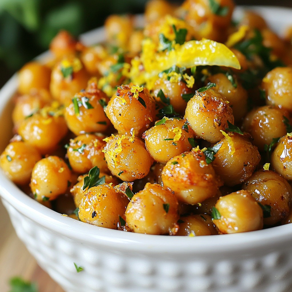 Lemon Garlic Roasted Chickpeas Savory Healthy Snack
