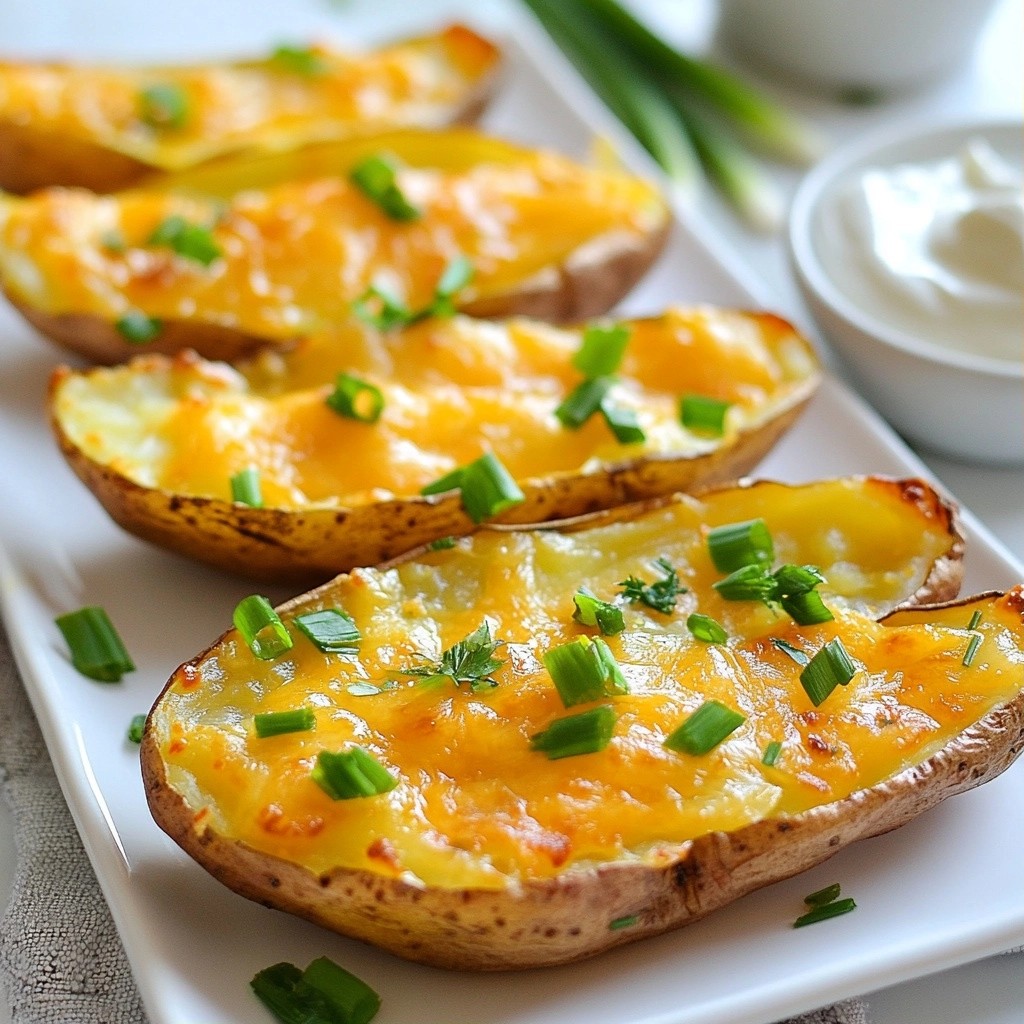 Cheesy Easy Side Dish Baked Potato Skins Delight