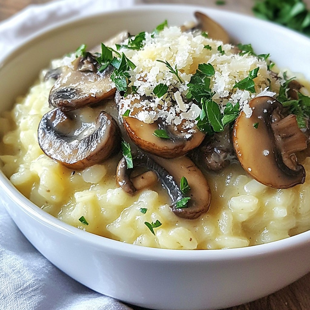 30-Minute Creamy Garlic Mushroom Risotto Delight