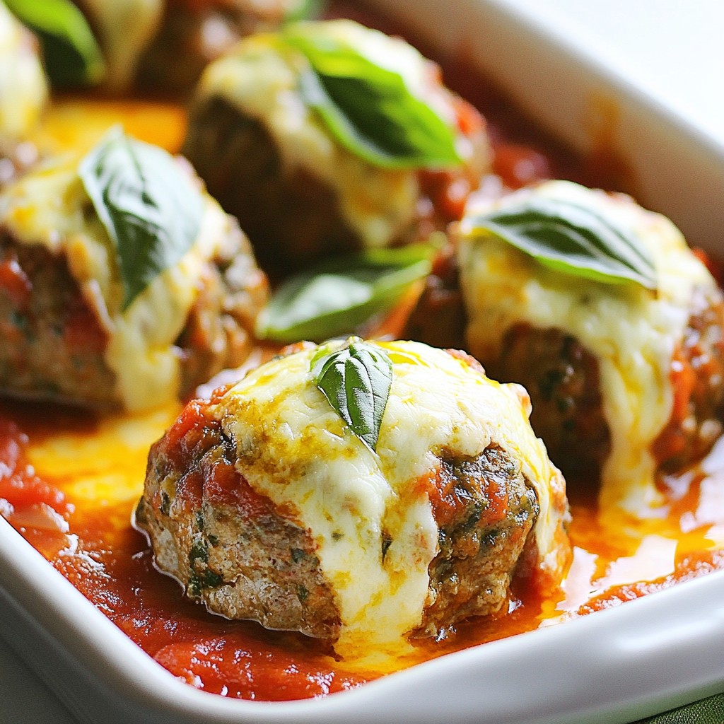 Pesto Mozzarella Stuffed Meatballs Easy Family Dinner