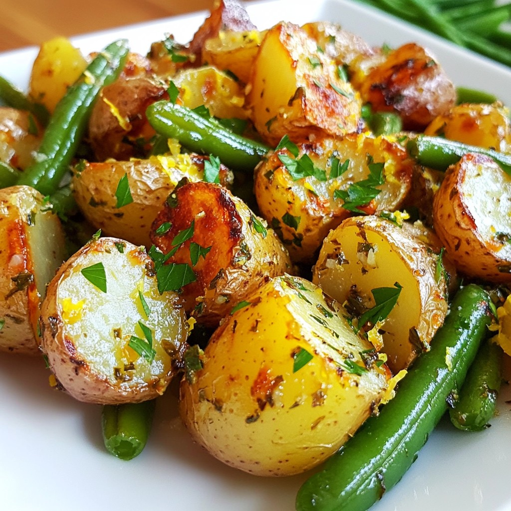 Lemon Garlic Roasted Potatoes and Green Beans Delight