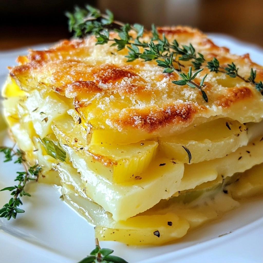 Cheesy Quick Side Dish Potato and Leek Bake Delight