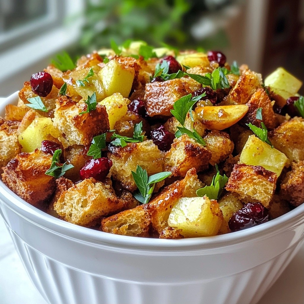 Festive Quick Side Dish Apple Cranberry Stuffing Delight