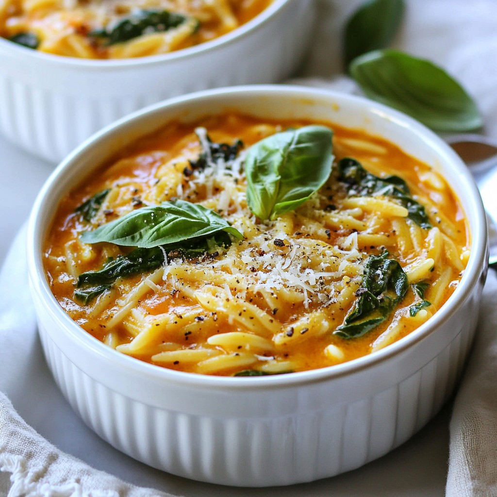 Creamy Tomato Spinach Orzo Quick and Tasty Recipe
