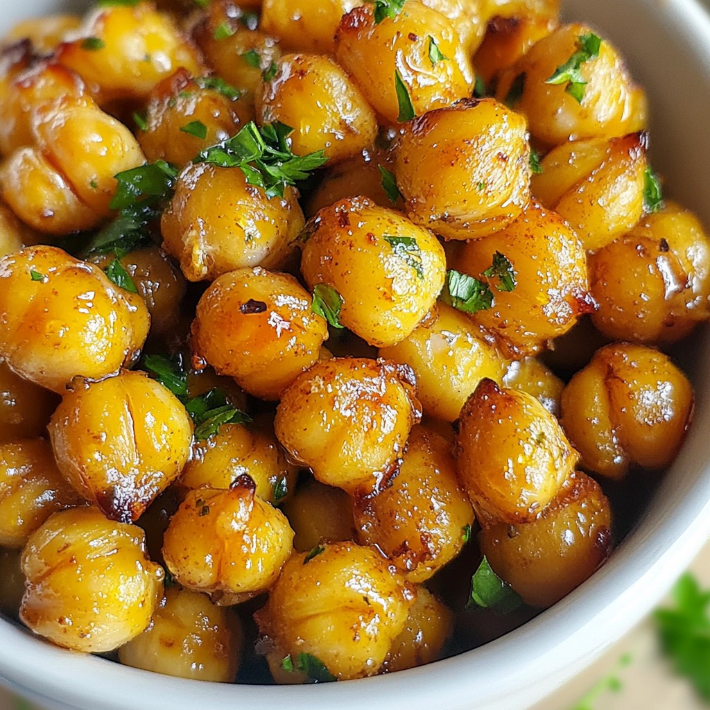 Honey Garlic Roasted Chickpeas Tasty Snack Option
