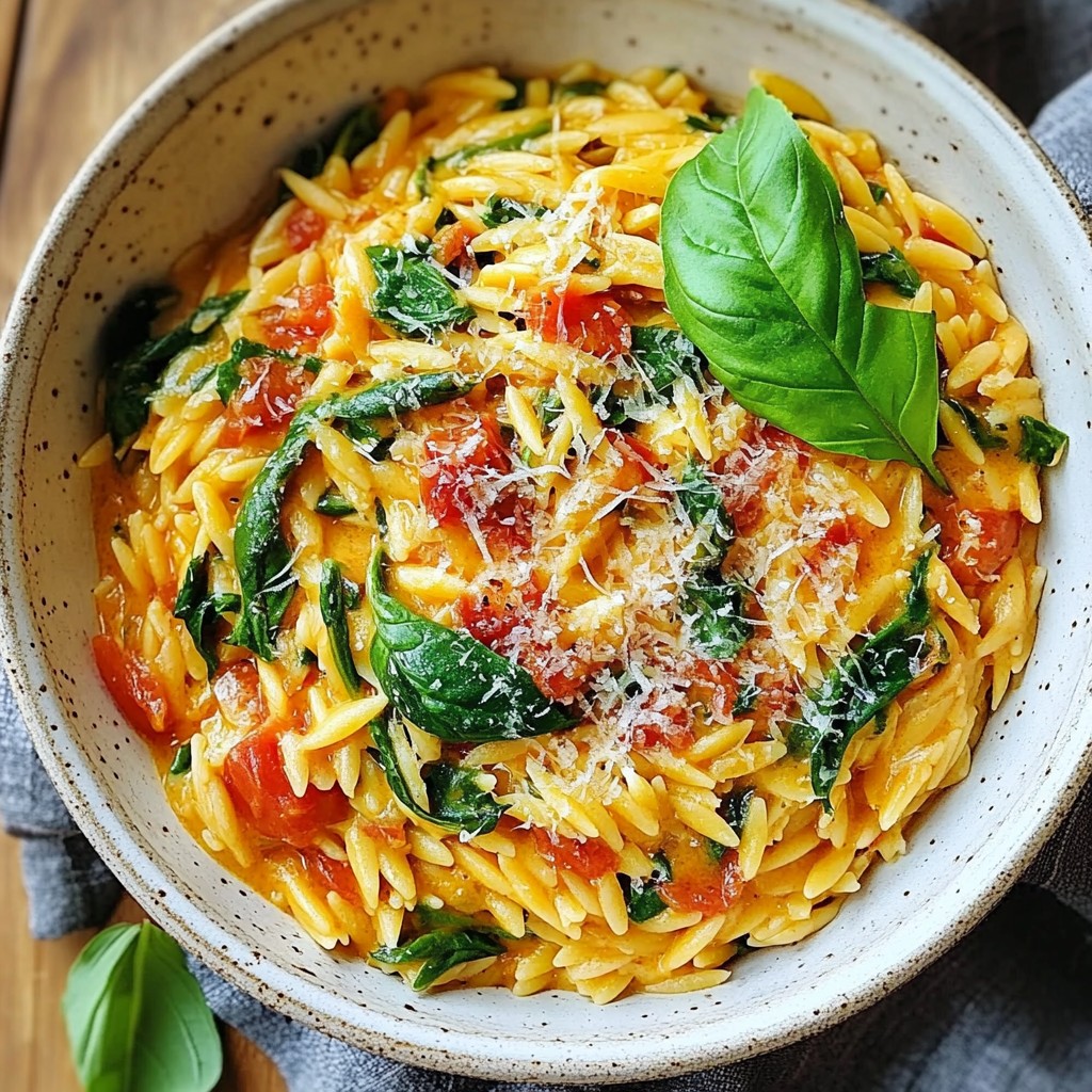 Creamy Tomato Spinach Orzo Flavorful and Comforting Dish