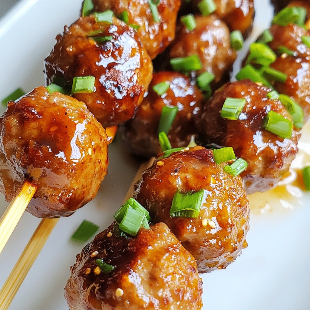 Savory Teriyaki Glazed Meatball Skewers Recipe