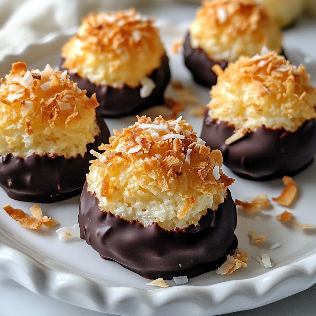 Chocolate Dipped Coconut Macaroons Tasty Treat Recipe