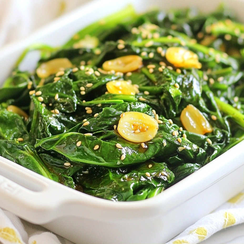 Quick Side Dish Sautéed Balsamic Garlic Spinach Delight