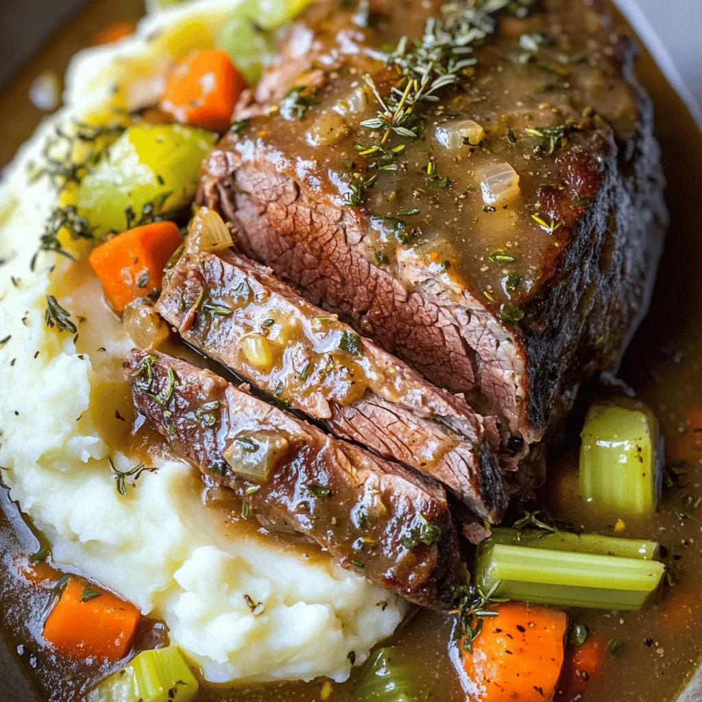 Savory Pot Roast Over Mashed Potatoes Delight
